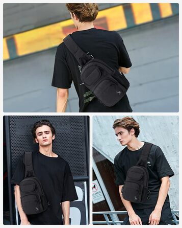 Чоловіча нагрудна сумка Oiwas, маленька сумка через плече для чоловіків та жінок, спортивна сумка для піших прогулянок та активного відпочинку (чорна)