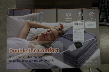 Електрична гріюча ковдра TOHDNC 180x150 см, фланель, 6 режимів нагріву, таймер, захист від перегріву