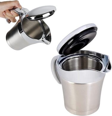 Thermo Sauciere Double 304 Stainless Steel 750ml Insulated Saucepan/Gravy Boat/Sauce Bowl with Lid for Serving Sauce, Vanilla Sauce, Cream, Sauce