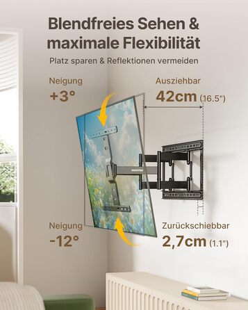Кріплення для телевізора monTEK 1.1' Ultra Slim, 37-75 дюймів, до 60 кг, VESA 400x400 мм