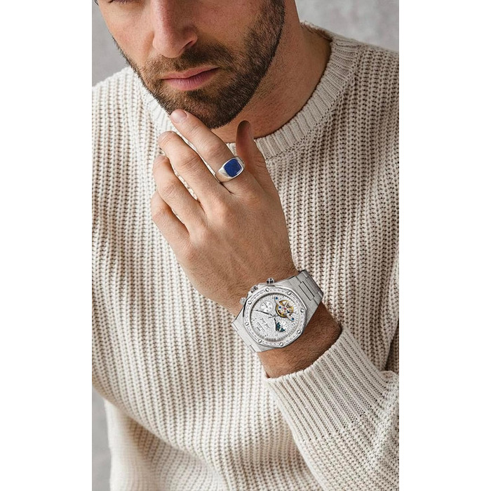 Чоловічий наручний годинник OLEVS G9805 аналоговий, сталевий браслет, білий циферблат, водонепроникний, з календарем та підсвіткою