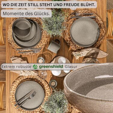 Набір тарілок SÄNGER Kairo Clay (6 шт.) | Тарілки для пасти з кераміки, 800 мл | Стійкі до подряпин, підходять для миття в посудомийній машині та мікрохвильовій печі