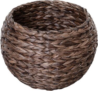 PawHut Rattan Cat Basket Cat Cave Cat House Cat Bed with Cushion Pet Bed Water Hyacinth 42 x 33 x 52 cm (50L x 42W x 60H cm, Coffee)