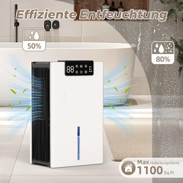 Електричний осушувач повітря 12L/день з цифровим дисплеєм вологості, тихий, з автоматичним розморожуванням, режим сну, проти вологи та плісняви, для спальні та ванної кімнати