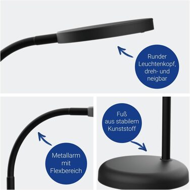 Світлодіодна лампа для столу MAULjoy | Стильна настільна лампа з регулюванням висоти | Настільна лампа для офісу та дому | Чорний колір, 33.5 см
