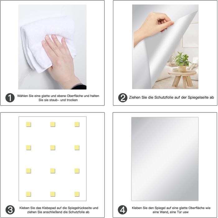 3 самоклеючі дзеркальні наклейки на плитку, 40 x 30 см, гнучка дзеркальна плівка, акриловий дзеркало для стін, дверей, ванних кімнат та шаф, 3 шт. 30*40 см