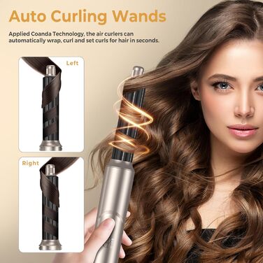 UKLISS 6-в-1 Airstyler: Фен-щітка, локони, укладка, іонізація 60 000 U/min, золотий