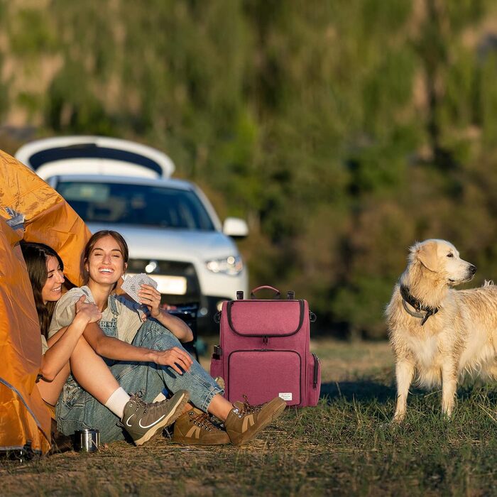Модерна переноска для собак та котів Modoker, відповідна стандартам авіаперевезень, з органайзером, зручним плечовим ременем, контейнерами для корму та складаними мисками (Рожевий)