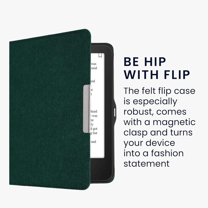 Чохол kwmobile для електронних книг Tolino Vision 1/2/3/4 HD - з фетру, тканинний, захисний, petrol