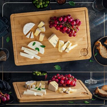 Роздільна дошка Deer & Oak з бамбука – XL (38x25x2 см), олійна, водонепроникна, для м'яса, овочів та хліба