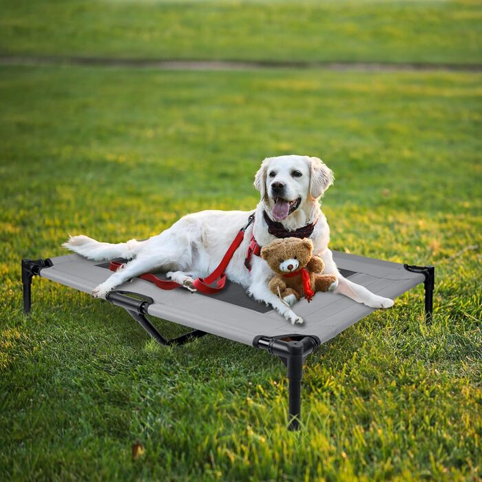 Підвищене ліжко для собак з балдахіном, ліжко для домашніх тварин Outdoor для кемпінгу, пляжу. Ліжко для собак з водонепроникним дахом, диван для собак з дихаючою сіткою. Розмір XL - 122 x 92 x 102 см (L-92 x 76 x 92 см)