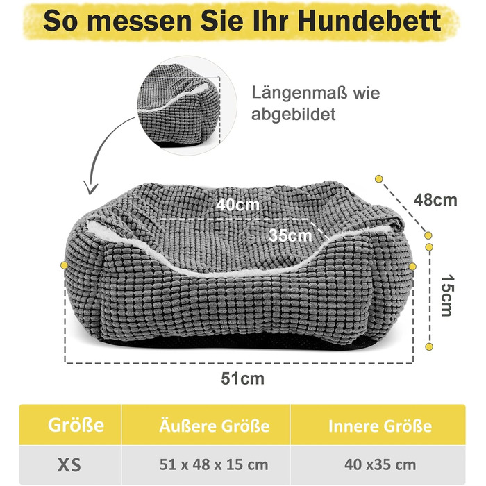 Крісло-ліжко для собак JOEJOY, маленьких порід, знімний коврик, зручне та миюче, антиковзаюче, до 9 кг (51x48x15 см)