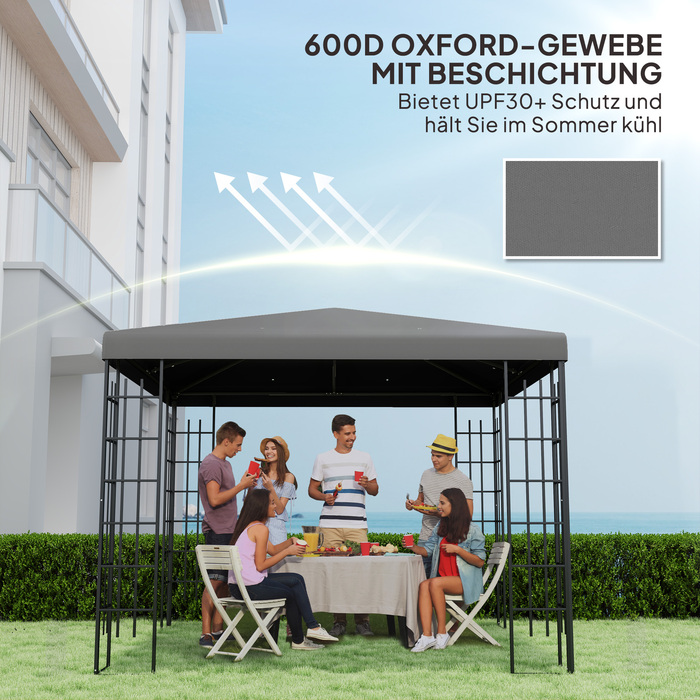 Outsuuny Replacement Canopy for Gazebo 3 x 3 m, Waterproof Gazebo Roof, Replacement Cover for Garden Gazebo, Replacement Parts Made of Oxford Fabric, 370 g/m², Dark Grey | Aosom