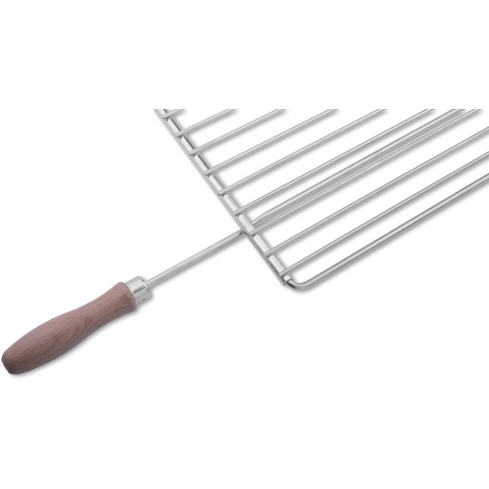 FVLFIL Deos-Grill Stainless Steel Grill Grate with Adjustable Width 55-65X37cm made of European Stainless Steel with Wooden Handles, Adjustable Grill Grate, Extendable Grill Grate