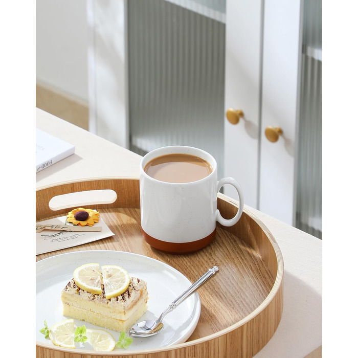 Набір кавових чашок MALACASA TARA Khakiweiß (4 шт.), 350 мл, кераміка, для кави, чаю, соку, лате, капучино, какао, безпечні для миття в посудомийній машині та використання в мікрохвильовці