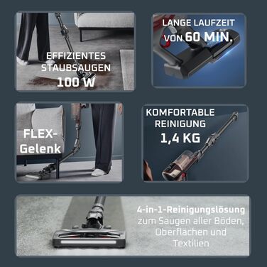Акумуляторний вертикальний пилосос Rowenta X-Pert 6.80 Flex, 100 AW, бездротовий стіковий пилосос (винно-червоний/чорний)