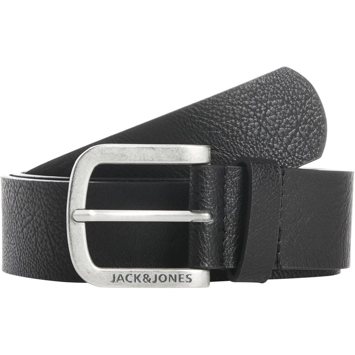Чоловічий шкіряний ремінь JACK & JONES JACHARRY з металевою пряжкою, чорний