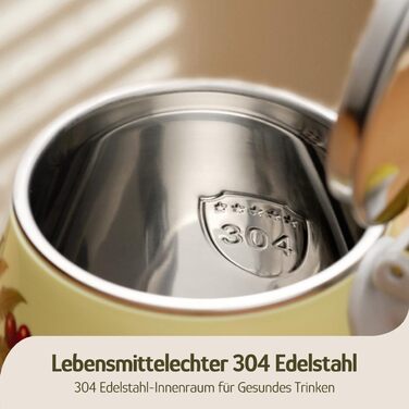 Hazel Quinn x Eduardo Recife Electric Kettle - 1 Liter, Retro Design, Stainless Steel, Fast Boiling, BPA-Free, Auto Shut-Off