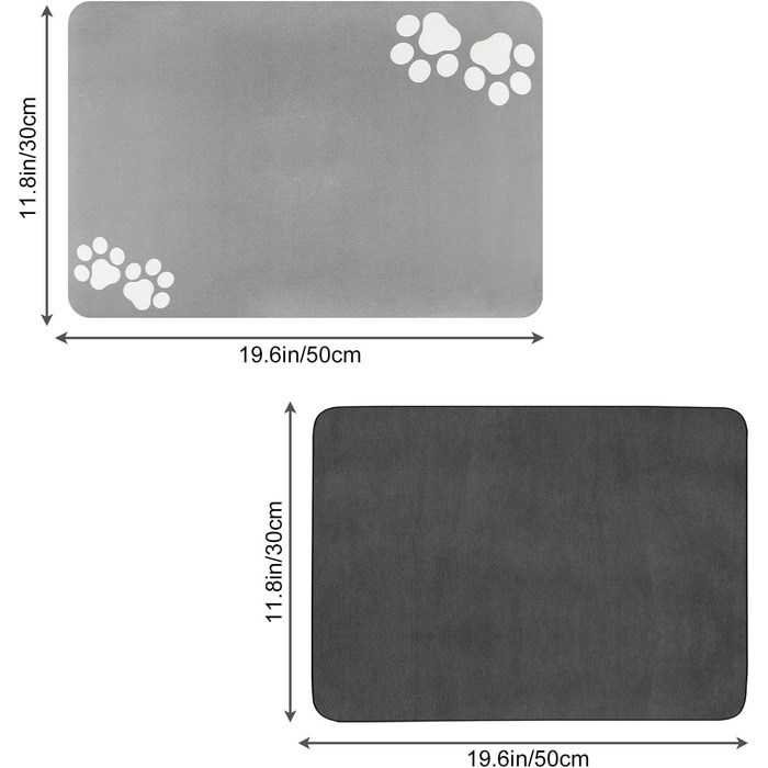 Підкладка під миску для собак та котів, нековзна, чорна 40x60 см. Швидковисихаюча, легко миється. Підкладка для годівниці для тварин
