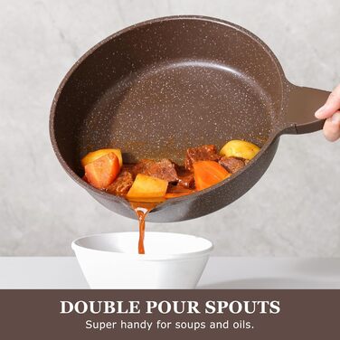 Сковорода SENSARTE з керамічним антипригарним покриттям, 28 см, швейцарське гранітне покриття, для приготування омлетів, сумісна з газовою та індукційною плитами, без PFOA/PTFE/PFAS, білий колір