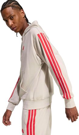 Чоловіча толстовка-худі Adidas Essential Three Stripes на блискавці з французьким махровим трикотажем (M, Wonder Alumina/Pure Ruby)