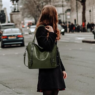 Сумка жіноча TANTOMI елегантна вінтажна, велика сумка-шопер через плече з м'якого матеріалу, знімний ремінець, темно-зелена