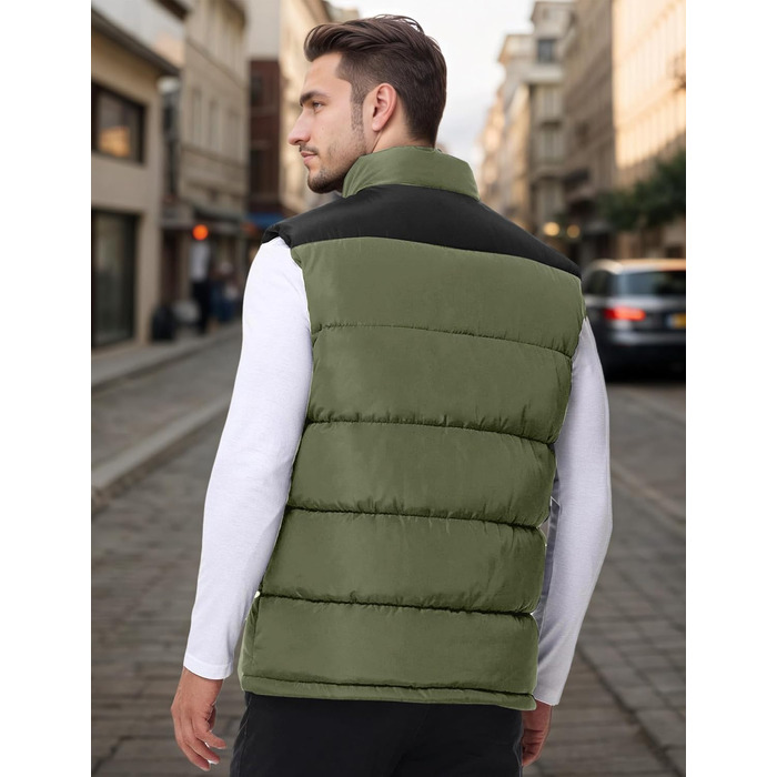 Чоловіча зимова жилетка AIEOE з капюшоном, тепла стеганая жилетка, великі розміри EU S-XL (Зелений, M)