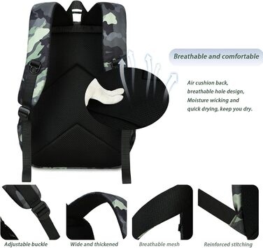 Шкільний рюкзак для хлопчика-підлітка, водонепроникний, армійний колір