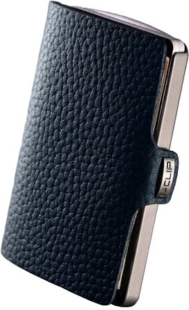 I-CLIP Titan Ultra-Light Credit Card Holder with Interchangeable Money Clip - Titan Card Holder - Genuine Leather Slim Wallet - Satin Titanium Blue Pure Blue