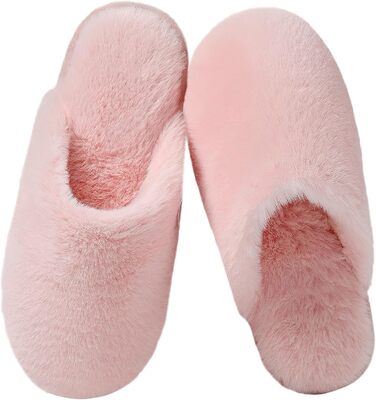 Домашні тапочки для жінок та чоловіків зимові теплі плюшеві, зручні, з пам'яттю, антиковзаючі, унисекс (40.5/42 EU, рожеві)