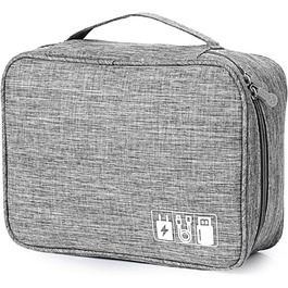 Органайзер для кабелів AiQInu: універсальна дорожня сумка-кубик, 3 шари, водонепроникний, для кабелів, power bank, USB, SD карт (сірий)