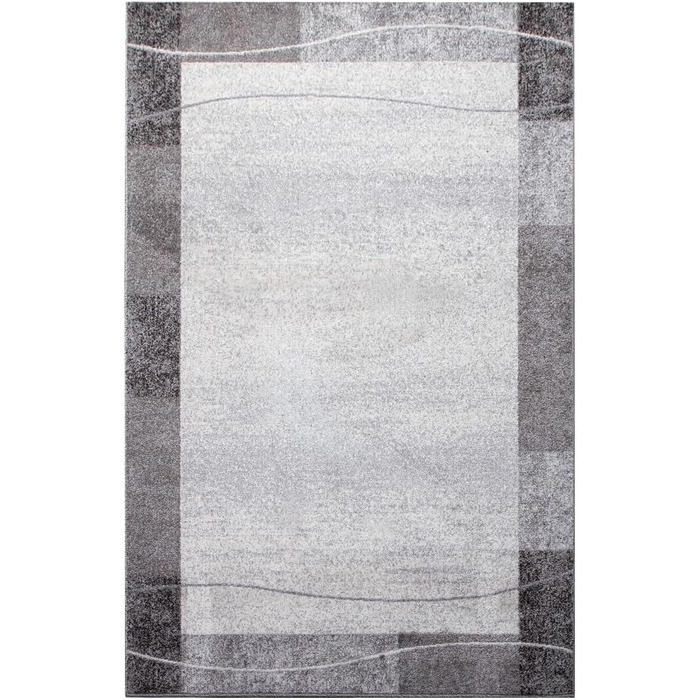 Теппик oKu-Tex для вітальні [80x150 см] - м'який короткий ворс, кольоровий килим для вітальні, сучасний геометричний дизайн хвилястим візерунком, німецька якість (Світло-сірий, 80 x 250 см)