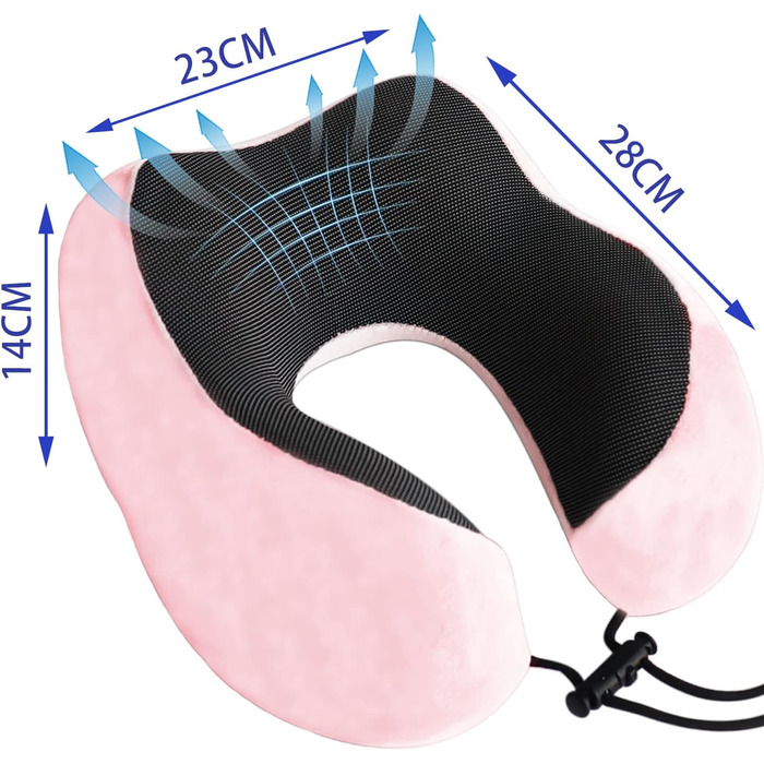 Подушка для шиї Poligono для подорожей: компактна, легка, з memory foam, рожева