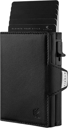 Чоловіче шкіряне портмонелі Kidman Icarus I з відділенням для монет та RFID-захистом (8 карт) | Чорний