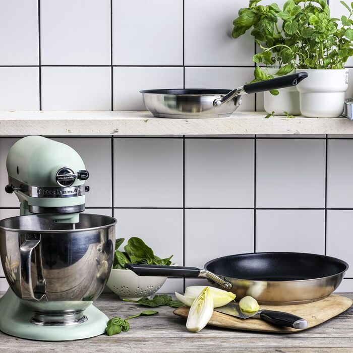 Набір сковорідок KitchenAid Edelstahl 20 см + 28 см з нержавіючої сталі з тришаровим дном - для індукції та духовки