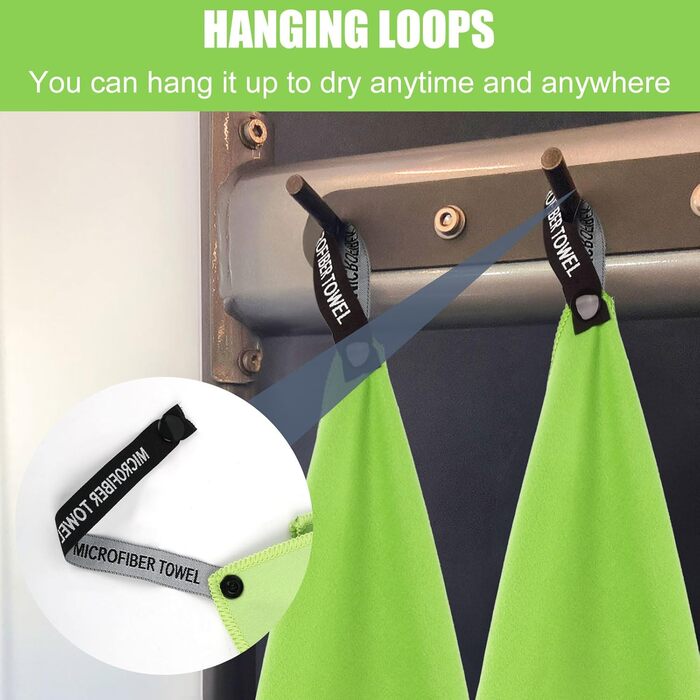 Набір рушників Neerow з мікрофібри (3 шт.): великий (152x76 см), середній (80x40 см), маленький (30x30 см), світло-зелений