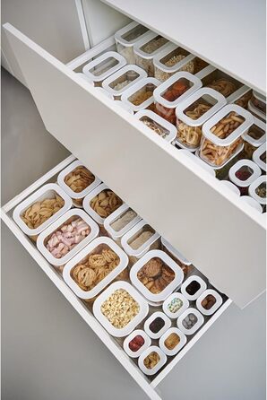 Mepal 5-Piece Storage Container Set with Lids - Rectangular Food Containers - Plastic Kitchen Organizer - Airtight Storage Containers - 1x 2000 ml, 1x 1500 ml, 2x 1000 ml & 1x 425 ml - White