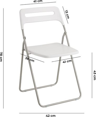 Складний стілець Baroni Home для дому та вулиці, металевий каркас, 42x38x78 см, білий, 4 шт.