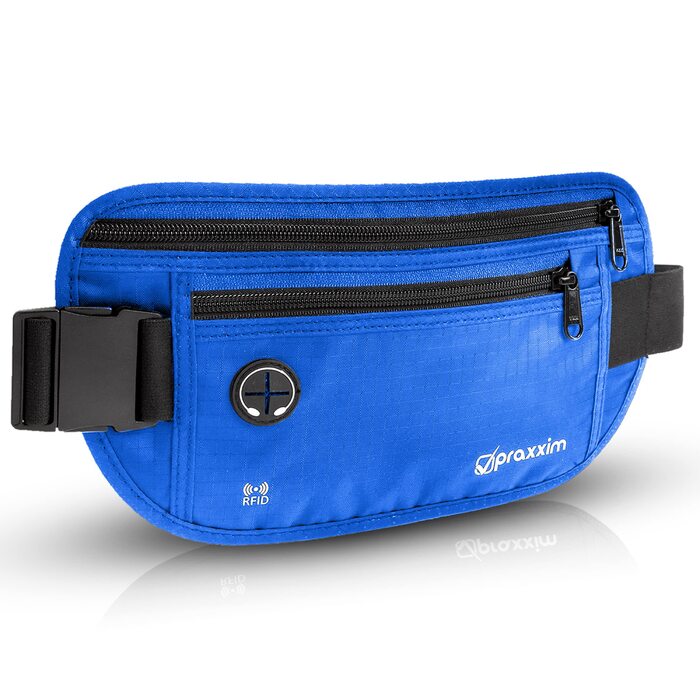 Чоловіча та жіноча поясна сумка - ультратонкий дизайн - для телефонів до 7 дюймів - ідеальна для спорту, подорожей та бігу. Стильна синя сумка.