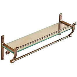 WDSOPK Bathroom Shelf, Tempered Glass Shelf, Single-Layer Bathroom Shelf, Wall-Mounted Bathroom Storage Shelf (-) (Glass Panel, 40cm)