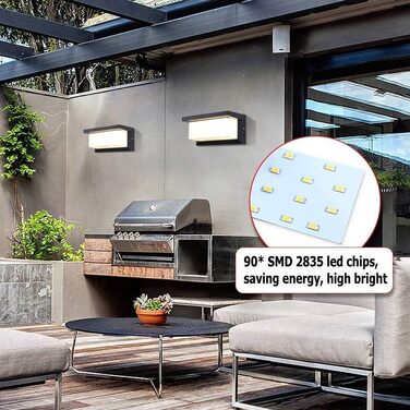 LED вуличний світильник Lightsjoy 18W, IP66, водонепроникний, для фасаду, тераси, гаража, нейтрально-білий (2 шт.)