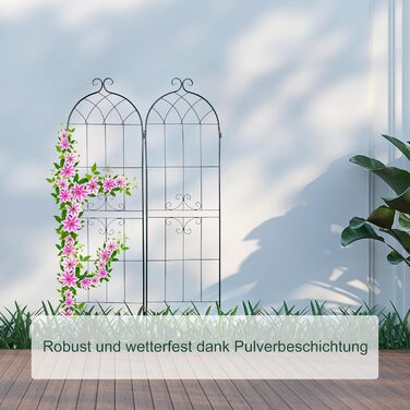 Relaxdays Trellis Set of 2, Metal, 180 x 50 cm, Garden Support, Vintage, Decorated Lace, for Sticking, Dark Green, (Design E)