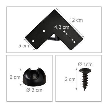 Relaxdays 4-Piece Hairpin Leg Set with 3 Supports