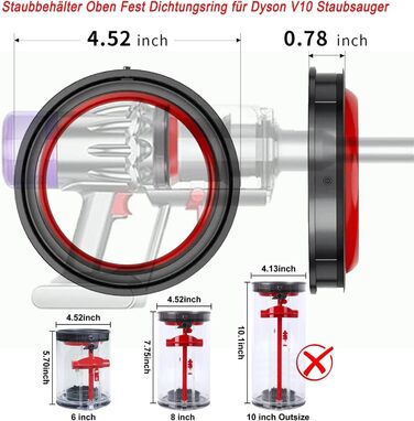 Електричний насадка для миття підлоги Dyson V12 Detect Slim / V10 Slim, з вологою тканиною та знімним баком для води, 6 змінних моп та контейнер для пилу (V10)