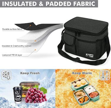 Термосумка Kato Tirrinia 17L (23 банки) - велика, чорна, водонепроникна для пікніків, роботи, пляжу
