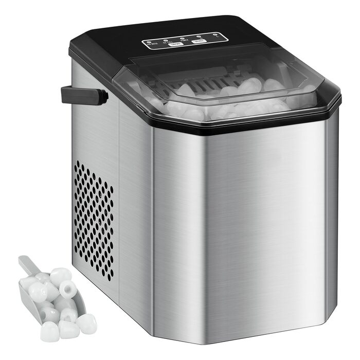 Льодогенератор Eiswürfelmaschine 120W, 9 кубиків за 6 хв, 11.8 кг/24год, самоочищення, з лопаткою та кошиком для вечірок, офісу, бару, кемпера, 2.3 л