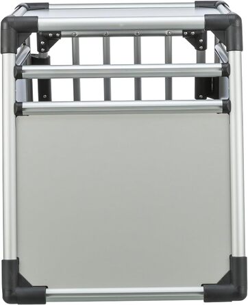 Тріксі переносна клітка для собак, алюміній, срібна, розмір M (53x61x74 см) - стабільна, тиха, з безпечним замком та неслизьким килимком