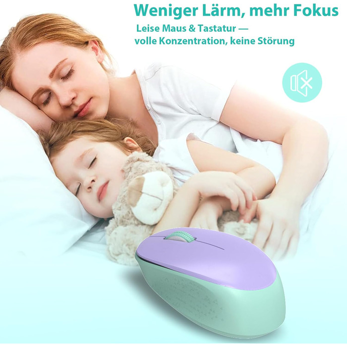 Бездротовий комплект клавіатури та миші Leadsail K786 з цифровою клавіатурою QWERTZ (німецька) - тиха клавіатура, 2.4 GHz, USB Nano приймач для ПК/ноутбука (багатобарвний)