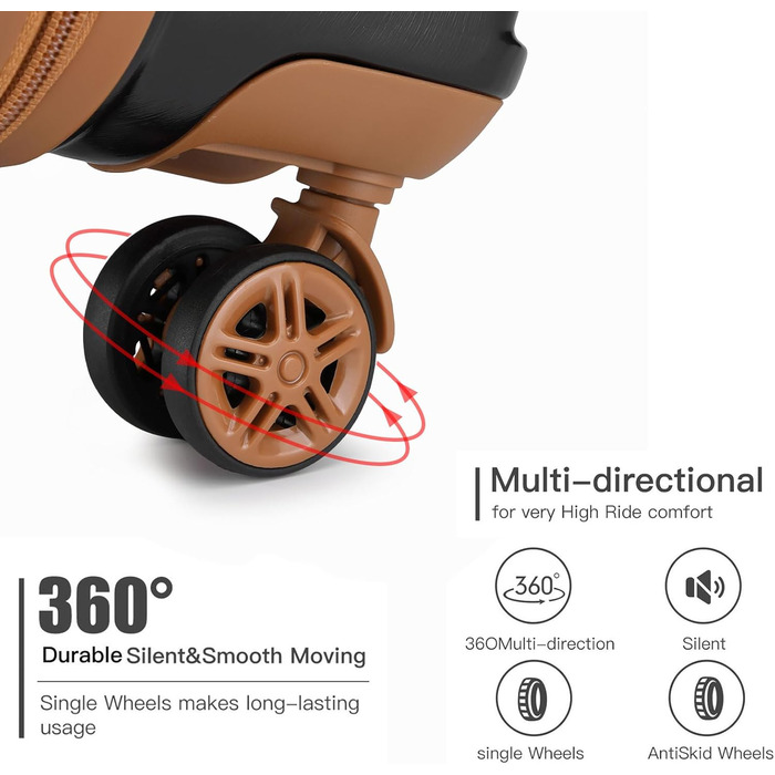 Набір валіз KONO 2 в 1: велика валіза + косметичка (чорний/коричневий, 72 см)