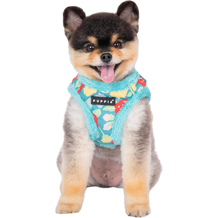 Жилет для собак Puppia Gianni з квітковим малюнком, теплий зимовий, аквамарин, розмір S